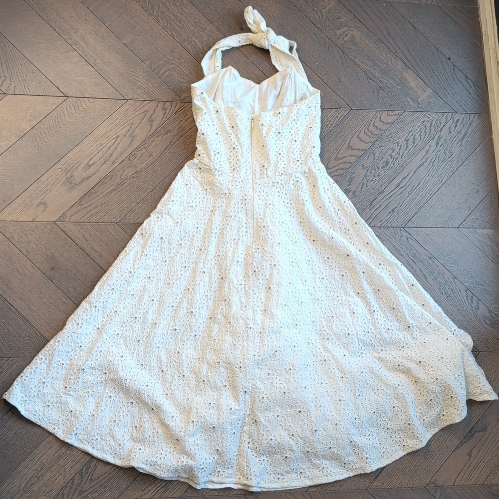 Diane von Furstenberg DVF Rive White Cotton Eyelet Halter Dress US 2 - Picture 3 of 12